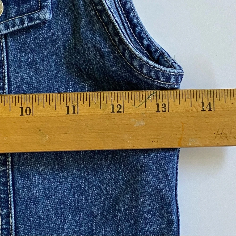 Vintage OSHKOSH Vest 3T Blue 90s Girls Denim Jeans Butterflies USA EUC snaps